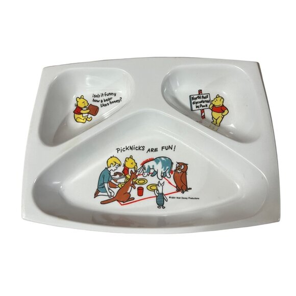 Vintage 1964 Disney Winnie The Pooh Electric Warming Plate With Divider Sections - Picture 2 of 9